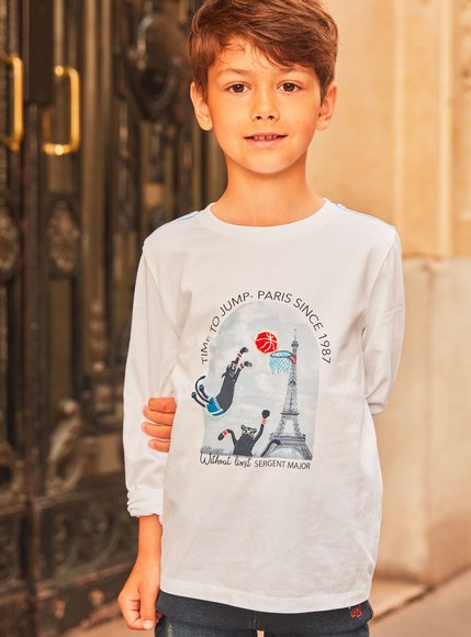 Παιδική Μακρυμάνικη Μπλούζα για Αγόρια Sergent Major Λευκή Paris