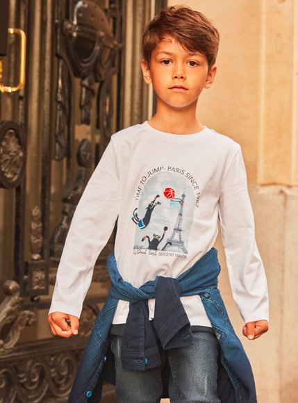 Παιδική Μακρυμάνικη Μπλούζα για Αγόρια Sergent Major Λευκή Paris