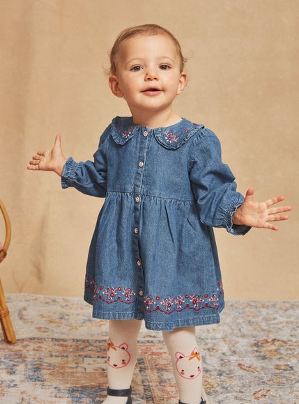 Βρεφικό Φόρεμα για Κορίτσια Sergent Major Denim Blue Flowers – ΜΠΛΕ