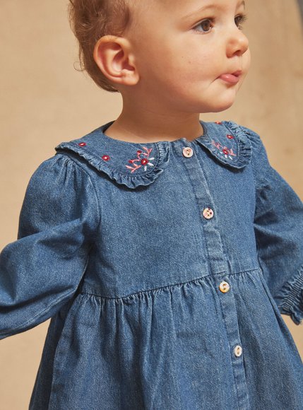 Βρεφικό Φόρεμα για Κορίτσια Sergent Major Denim Blue Flowers