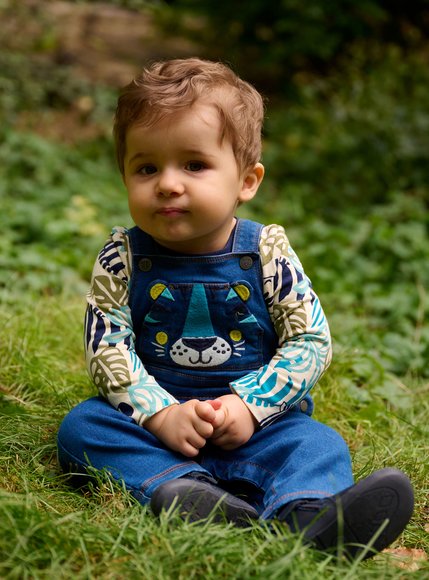 Βρεφική Τζιν Σαλοπέτα για Αγόρια Denim Blue Teddy Bear