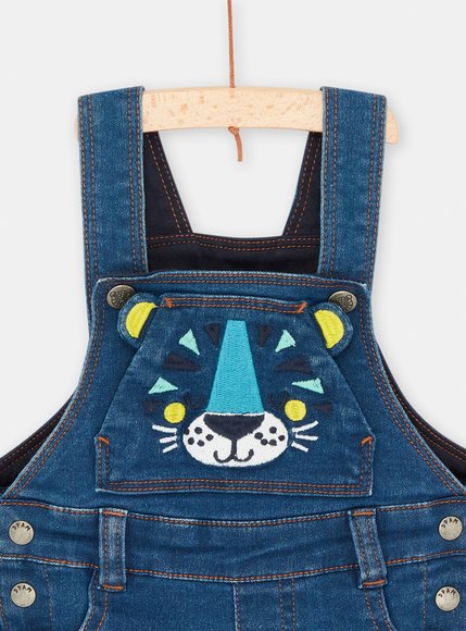Βρεφική Τζιν Σαλοπέτα για Αγόρια Denim Blue Teddy Bear