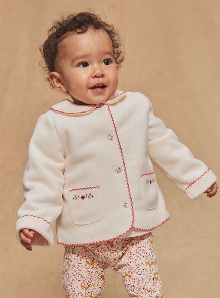 SERGENT MAJOR Βρεφική Ζακέτα για Κορίτσια Sergent Major Fleece White Flowers - ΛΕΥΚΟ