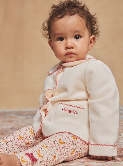 Βρεφική Ζακέτα για Κορίτσια Sergent Major Fleece White Flowers - ΛΕΥΚΟ φωτογραφία