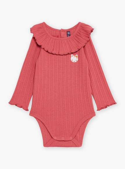 Βρεφικό Μακρυμάνικο Κορμάκι για Κορίτσια Dusty Rose Rib