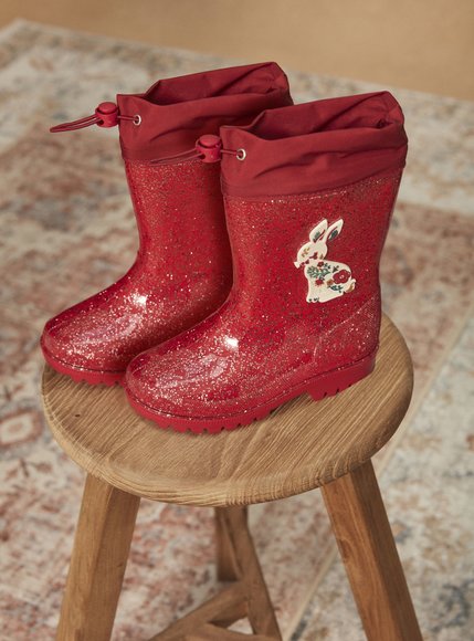 Παιδικές Γαλότσες για Κορίτσια Sergent Major Red Glitter Rabbit – ΚΟΚΚΙΝΟ