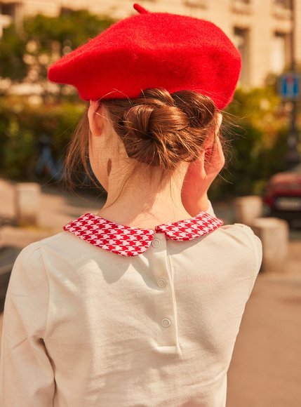 Παιδική Μακρυμάνικη Μπλούζα για Κορίτσια Sergent Major Λευκή με Γιακά Καρό - ΛΕΥΚΟ φωτογραφία