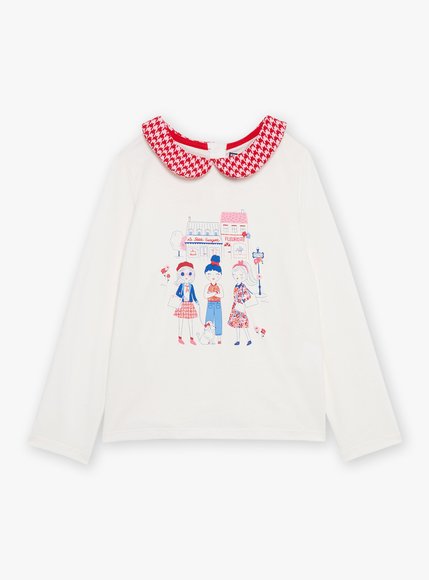 Παιδική Μακρυμάνικη Μπλούζα για Κορίτσια Sergent Major Λευκή με Γιακά Καρό - ΛΕΥΚΟ φωτογραφία