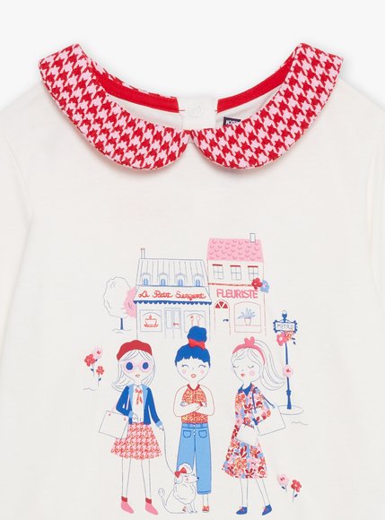 Παιδική Μακρυμάνικη Μπλούζα για Κορίτσια Sergent Major Λευκή με Γιακά Καρό - ΛΕΥΚΟ φωτογραφία