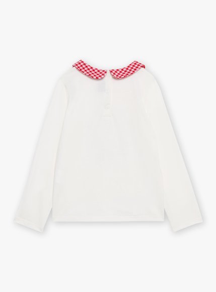 Παιδική Μακρυμάνικη Μπλούζα για Κορίτσια Sergent Major Λευκή με Γιακά Καρό - ΛΕΥΚΟ φωτογραφία