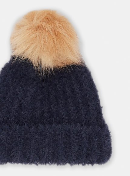 Παιδικό Σκουφάκι για Κορίτσια Navy Blue Fur