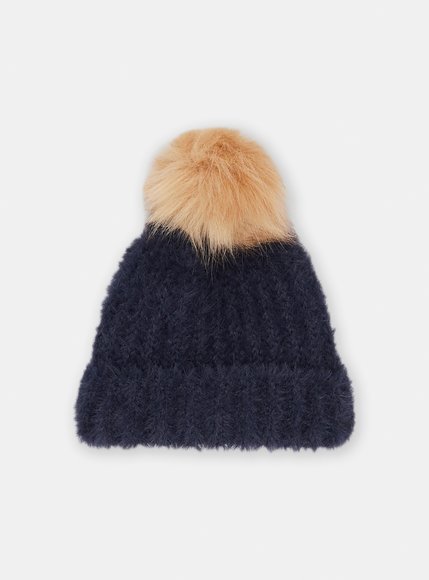 Παιδικό Σκουφάκι για Κορίτσια Navy Blue Fur