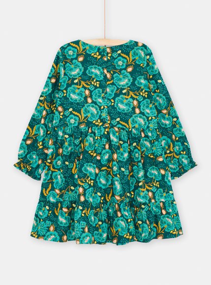 Παιδικό Φόρεμα για Κορίτσια Peackok Green Flowers