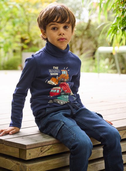 Παιδική Μακρυμάνικη Μπλούζα για Αγόρια Navy Blue Tracker