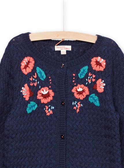Παιδική Μακρυμάνικη Ζακέτα για Κορίτσια Navy Blue Flowers - ΣΚΟΥΡΟ ΜΠΛΕ φωτογραφία