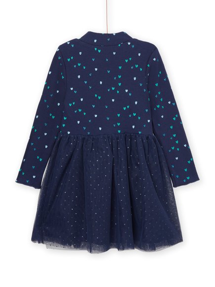 Παιδικό Μακρυμάνικο Φόρεμα για Κορίτσια Navy Blue Hearts Gliter