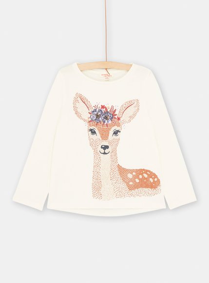 Παιδική Μακρυμάνικη Μπλούζα για Κορίτσια Λευκή Deer