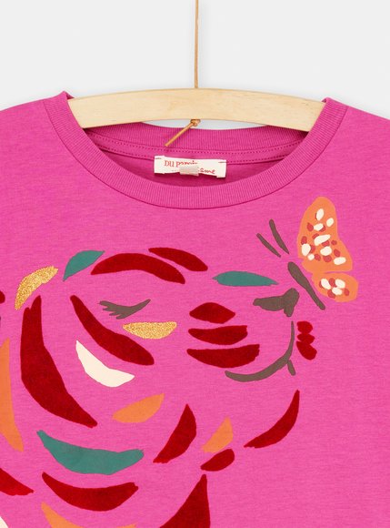Παιδική Μακρυμάνικη Μπλούζα για Κορίτσια Pink Tiger