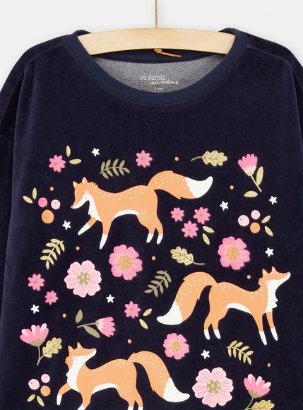 Παιδικές Μακρυμάνικες Πιτζάμες για Κορίτσια Blue Velour Elf