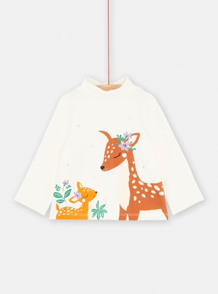 Βρεφική Μακρυμάνικη Μπλούζα για Κορίτσια White Giraffee - ΛΕΥΚΟ