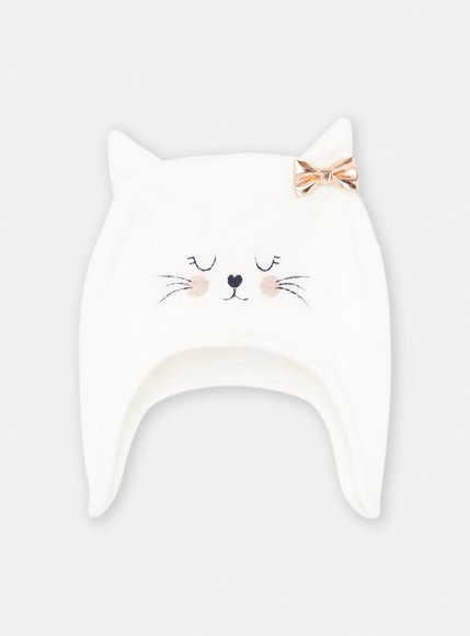 Βρεφικό Σκούφος για Κορίτσια White Kitten