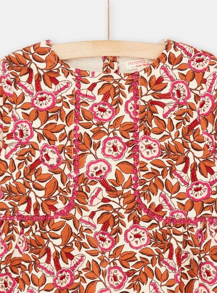 Παιδικό Μακρυμάνικο Φόρεμα για Κορίτσια Beige Floral