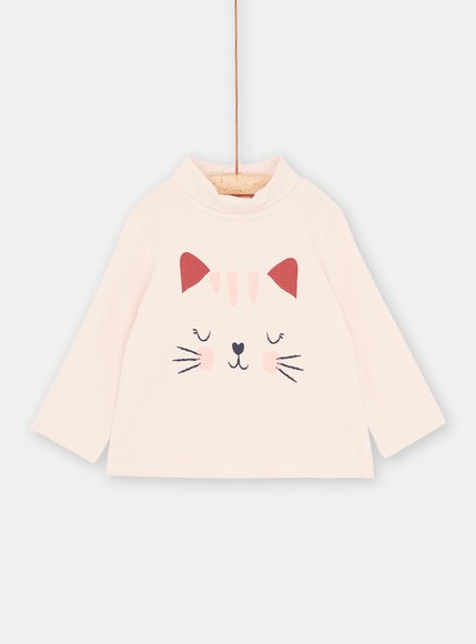 Βρεφική Μακρυμάνικη Μπλούζα για Κορίτσια Light Pink Kitty - ΡΟΖ