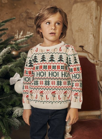 Παιδικό Χριστουγεννιάτικο Πουλόβερ Sergent Major Beige