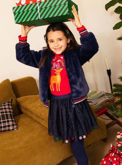 Παιδική Μακρυμάνικη Ζακέτα για Κορίτσια Blue Fur - ΜΠΛΕ