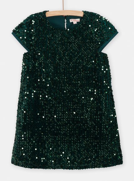 Παιδικό Φόρεμα για Κορίτσια Green Sequin