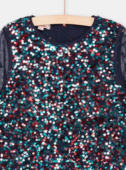 Παιδικό Μακρυμάνικο Φόρεμα για Κορίτσια Blue Sequin