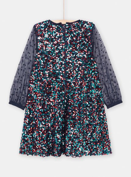 Παιδικό Μακρυμάνικο Φόρεμα για Κορίτσια Blue Sequin
