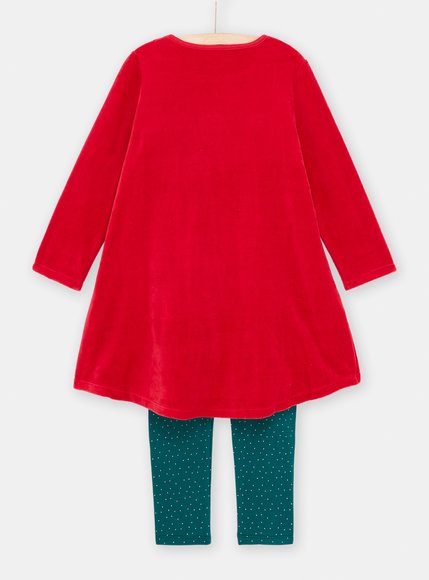 Παιδικό Χριστουγεννιάτικο Σετ Πιτζάμες για Κορίτσια Red/ Green Unicorn