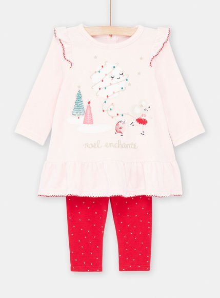 Βρεφικό Σετ Πιτζάμας για Κορίτσια Pink Velour Noel – ΡΟΖ