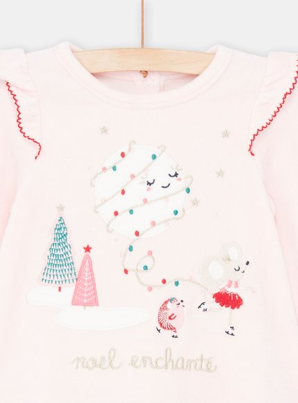 Βρεφικό Σετ Πιτζάμας για Κορίτσια Pink Velour Noel - ΡΟΖ φωτογραφία