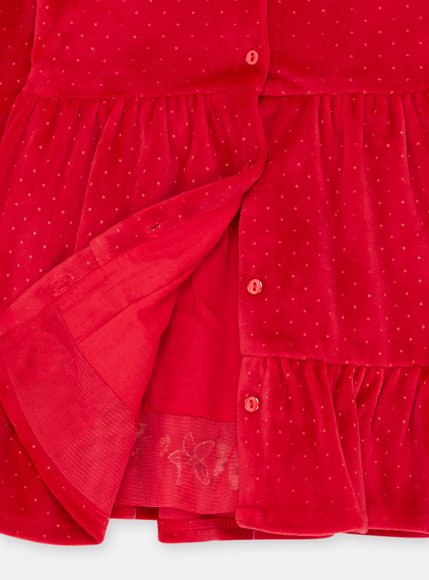 Βρεφικό Μακρυμάνικο Φόρεμα για Κορίτσια Red Velour Flowers