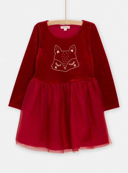 Βρεφικό Μακρυμάνικο Φόρεμα για Κορίτσια Red Tulle Foxy