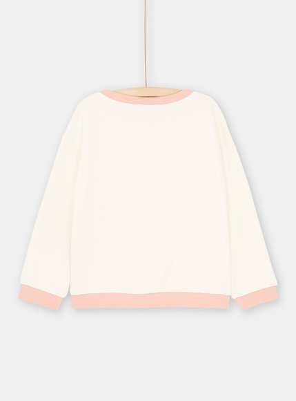 Παιδική Μακρυμάνικη Μπλούζα Φούτερ για Κορίτσια Λευκή/Ροζ Μονόκερος