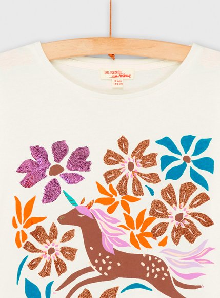 Παιδική Μακρυμάνικη Μπλούζα για Κορίτσια White Flowers Unicorn