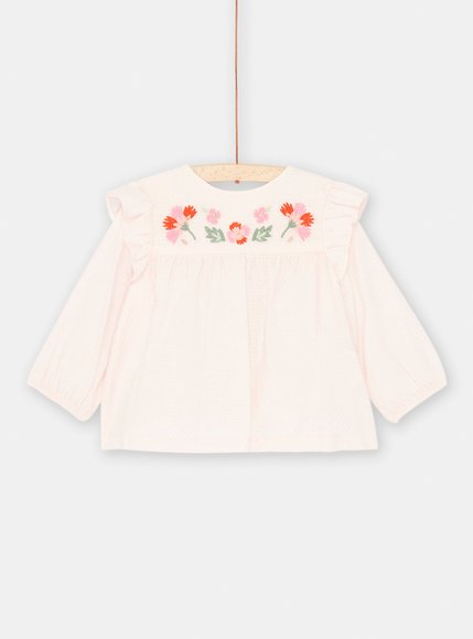 Βρεφική Μακρυμάνικη Μπλούζα για Κορίτσια Light Pink Flowers - ΡΟΖ