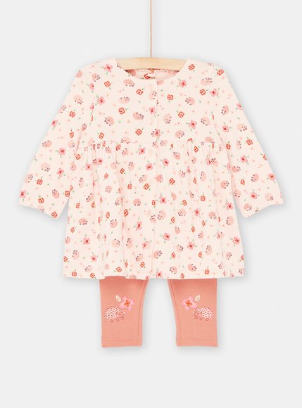 Βρεφικό Μακρυμάνικο Σετ για Κορίτσια Ροδακινί