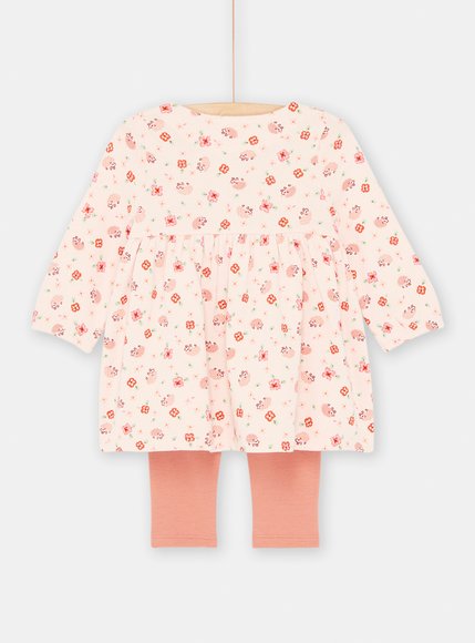 Βρεφικό Μακρυμάνικο Σετ για Κορίτσια Ροδακινί