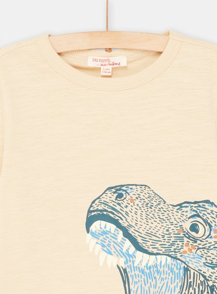 Παιδική Μακρυμάνικη Μπλούζα για Αγόρια Beige Neon Dino
