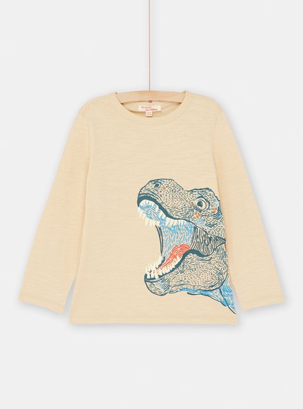 Παιδική Μακρυμάνικη Μπλούζα για Αγόρια Beige Neon Dino