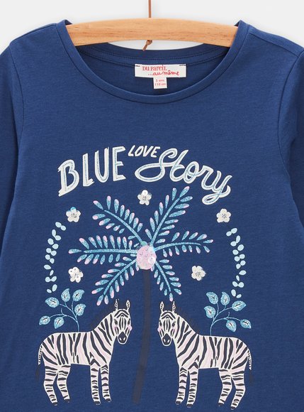 Παιδική Μακρυμάνικη Μπλούζα για Κορίτσια Blue Love Story