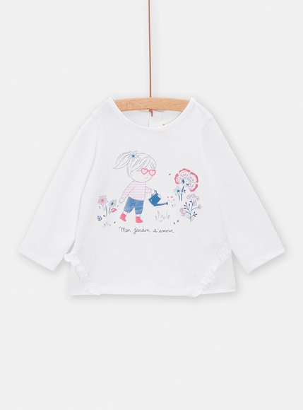 Βρεφική Μακρυμάνικη Μπλούζα για Κορίτσια Λευκή Little Girl
