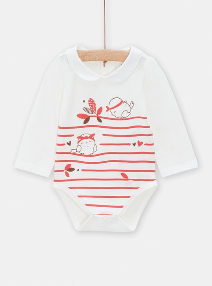 Βρεφικό Μακρυμάνικο Κορμάκι για Κορίτσια White/Red Stripes