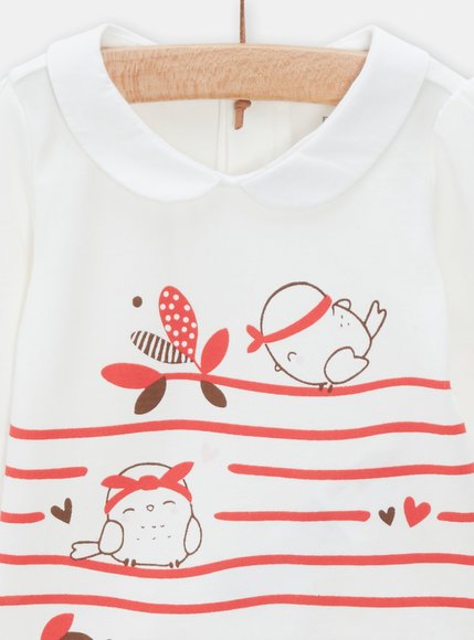 Βρεφικό Μακρυμάνικο Κορμάκι για Κορίτσια White/Red Stripes