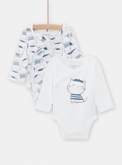 Βρεφικό Σετ Μακρυμάνικα Φορμάκια Unisex Λευκό/Μπλε