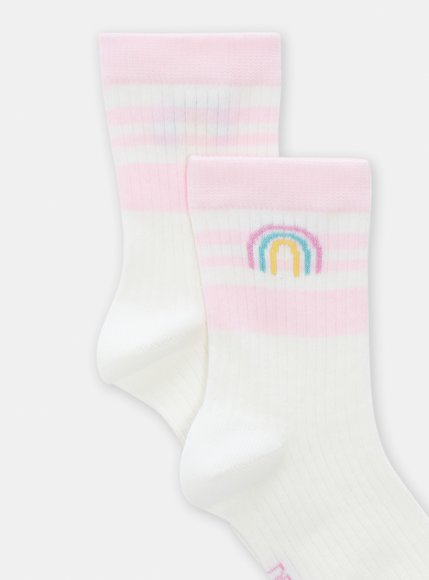 Παιδικές Κάλτσες για Κορίτσια Λευκές/Ρίγες Rainbow